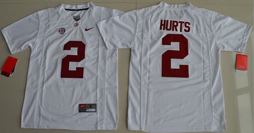 Crimson Tide #2 Jalen Hurts White Limited Stitched Youth NCAA Jersey
